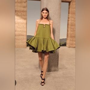 AJE Willow Sweetheart Mini Dress - DEEP OLIVE